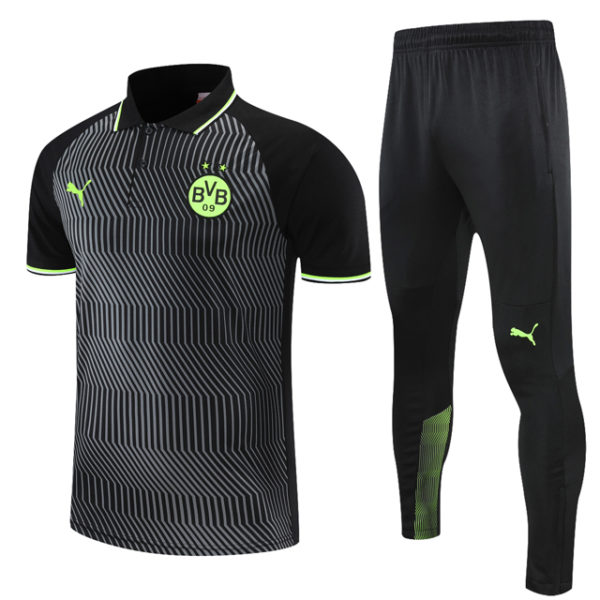 Polo + Pantalón Entrenamiento Borussia Dortmund 2021-2022 Gris y Negro 2