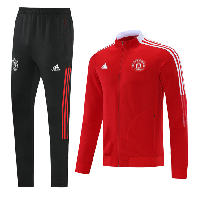 Buzo Cierre Completo Manchester United 2021 2022 Rojo y Negro 2