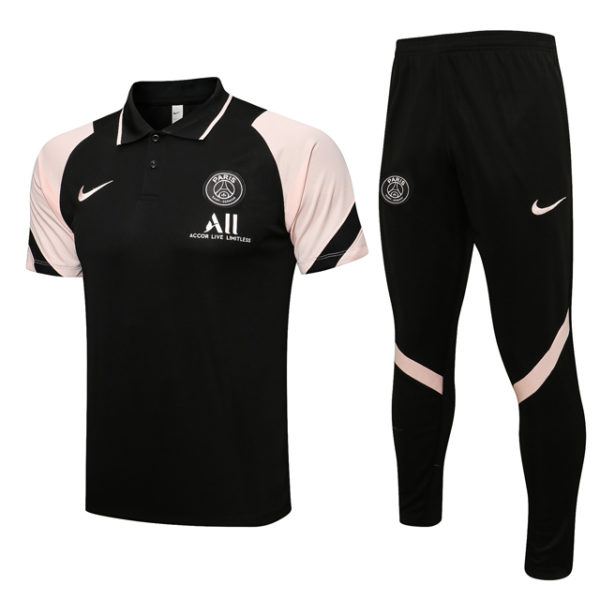 Polo + Pantalón Entrenamiento PSG Paris Saint Germain 2021-2022 Negro y Rosa