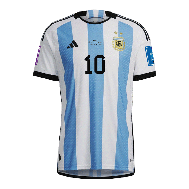 Camiseta Messi 10 Argentina 1ª Equipación 2022 Mundial 3 Estrellas 