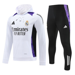 Buzo Capucha Real Madrid 2024-2025 Blanco y Negro